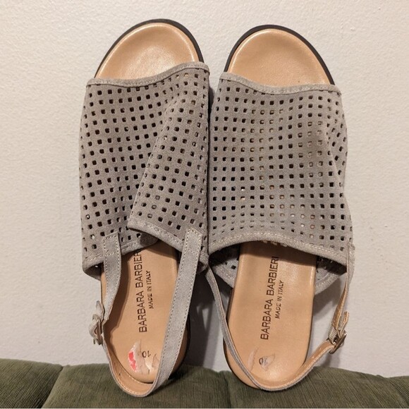Barbara Barbieri Gray Suede Perforated Laser cut Sandals Italy - Picture 1 of 9